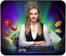 Ilustrasi pemain menikmati berbagai permainan live casino dengan dealer profesional